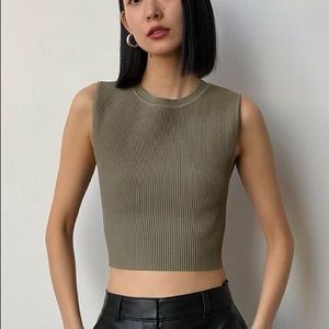 Babaton Pia Sculpt Knit Tank in Olive Green (XS)